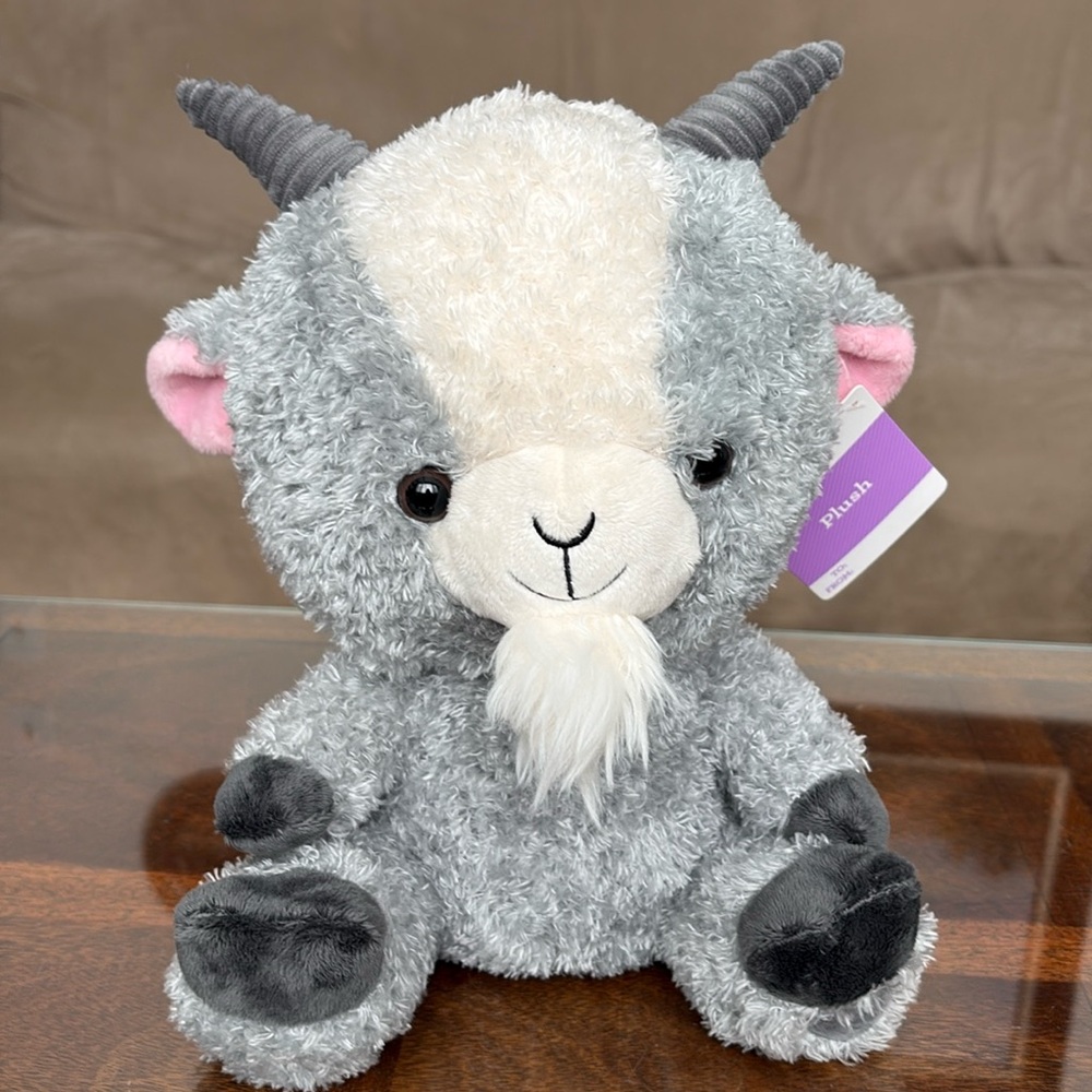 Grey Goat Plush Easter Basket Farm Barn Stuffed Animal Way To Celebrate New